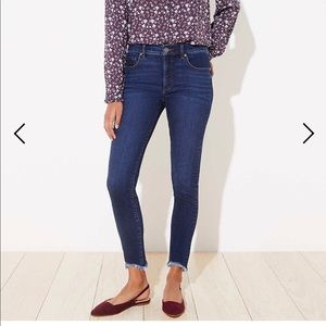 Loft High Rise Skinny Jean Petite Distressed Hem